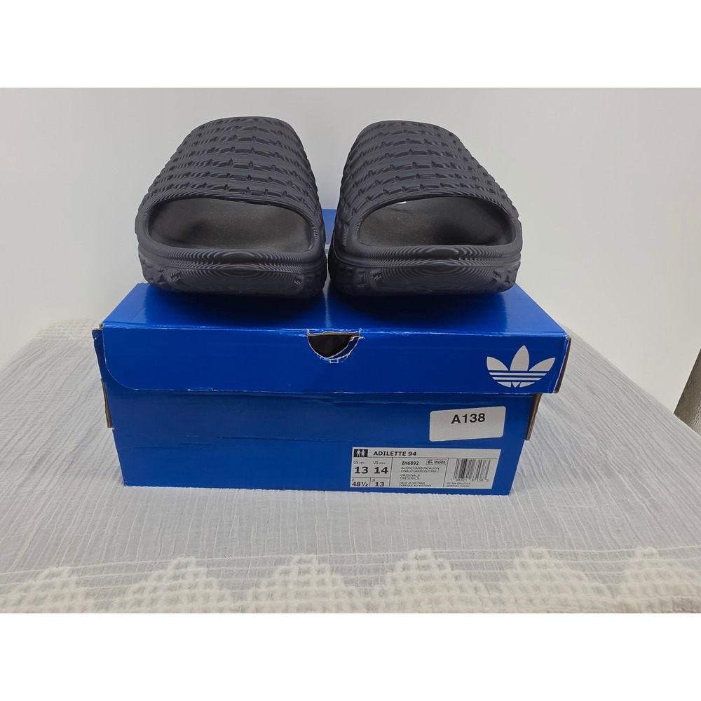 Adidas Adilette 94 Slides Carbon Grey Black IH6892 Mens 13 Womens 14 Sandals